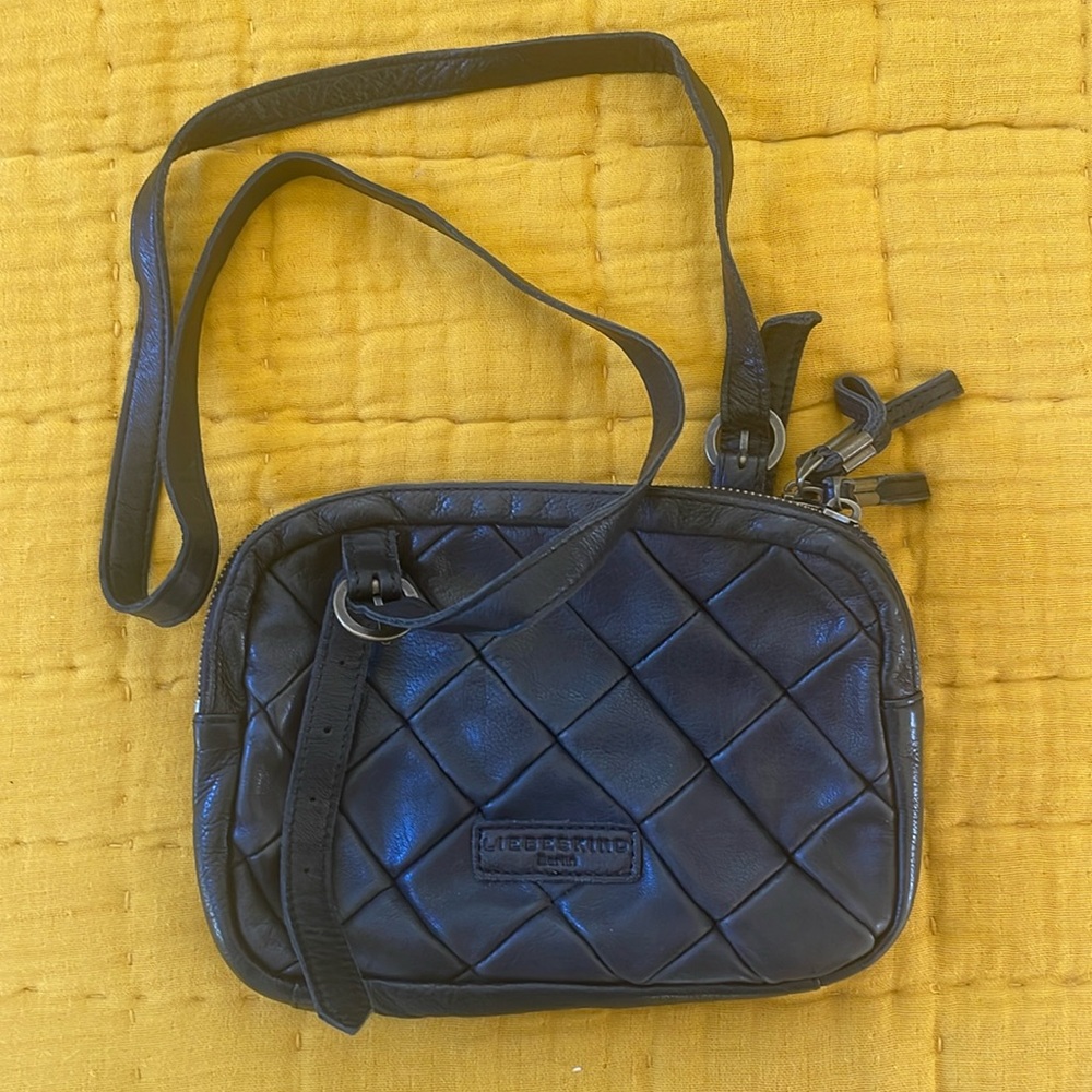 Liebeskind Berlin black leather cross body 9.75x7.5x1.75 (inches)